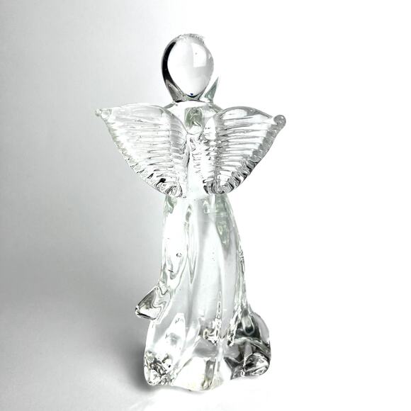 VTG Clear Glass Praying Angel Figurine Handblown Spiritual Elegant 7.25" tall - Picture 4 of 8